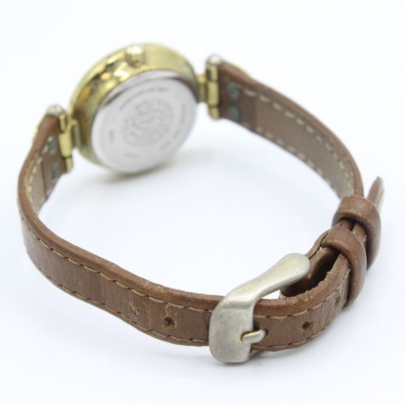 Anne Klein 10/9442 Genuine Brown Leather Gold Tone Quartz Analog Ladies Watch - Picture 5 of 6